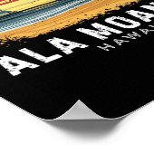 Poster Plage Ala Moana Hawaii Planche de surf Plage (Coin)