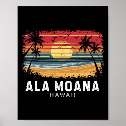 Poster Plage Ala Moana Hawaii Planche de surf Plage (Devant)