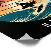 Poster Plage Ala Moana Hawaii Surfboard Vagues Plage  (Coin)