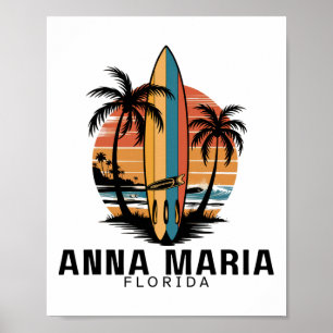 Poster Plage Anna Maria Floride Surfant Surfeur