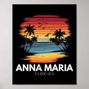 Poster Plage Anna Maria Floride Surfboard Surf Vintage