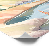 Poster Plage | Aquarelle de l'océan de l'île Rhode (Coin)