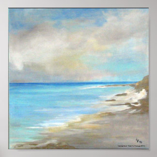 Poster Plage au clair de lune