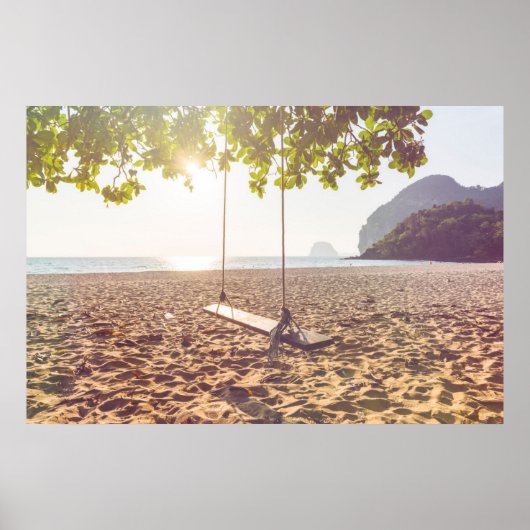 Poster Plage au coucher du soleil (Devant)