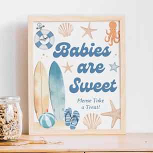 Poster Plage Baby shower côtier Les bébés sont doux Faveu
