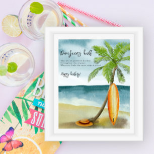 Poster Plage - baby shower de chasse au Pacifique