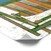 Poster Plage balnéaire, chaises et parapluie (Coin)