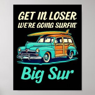 Poster Plage Big Sur Surf Californie Fille Femmes Hommes