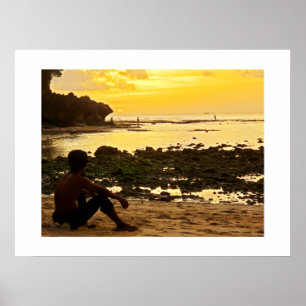 Poster Plage blanche Bali de Padang d'affiche (24" x18")
