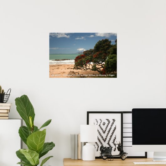Poster Plage Bliss - Pohutukawa Tree - Soyez Patient (Bureau à domicile)
