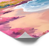 Poster Plage Blush | Peinture d'océan rose (Coin)
