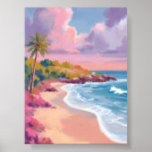 Poster Plage Blush | Peinture d'océan rose (Devant)
