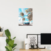 Poster Plage côtière Palm Trees Bateau (Bureau à domicile)