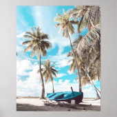 Poster Plage côtière Palm Trees Bateau (Devant)