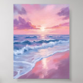 Poster Plage Cotton Candy | Peinture des vagues de l'océa (Devant)