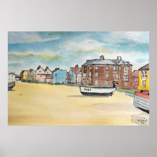 Poster Plage d'Aldeburgh – L'œuvre d'art du mur côtier (Devant)