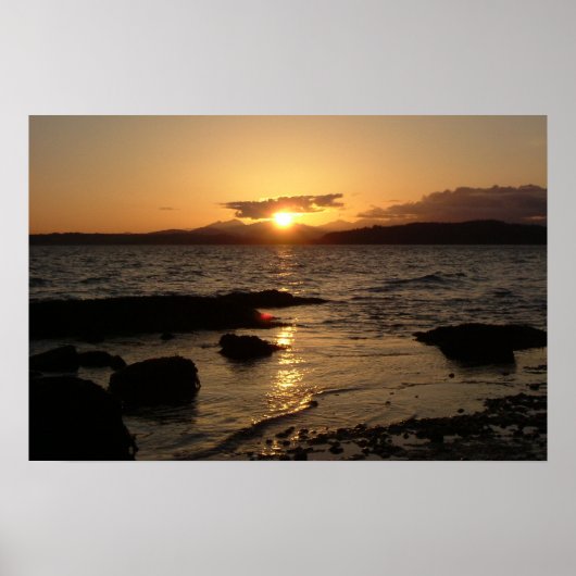Poster Plage d'Alki, coucher de soleil (Devant)
