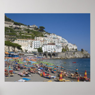 Poster Plage d'Amalfi, Campanie, Italie