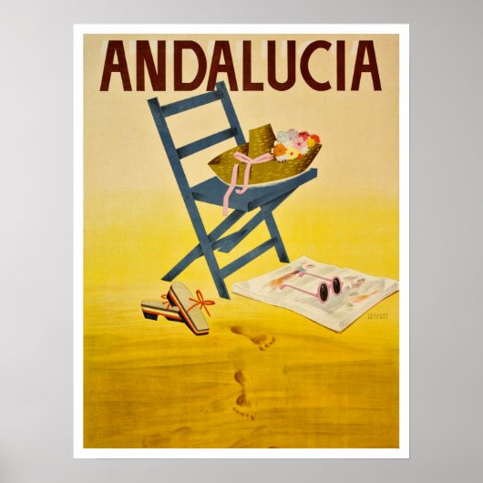 Poster Plage d'Andalousie, Espagne, casquette d'été sur c (Devant)