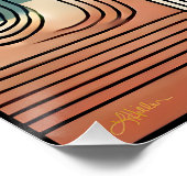 Poster Plage d'art moderne du milieu du siècle Sunrise (Coin)