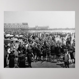 Poster Plage d'Atlantic City, 1910. Photo vintage