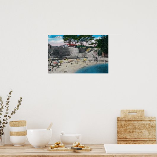 Poster Plage de bain à Pacific Grove (Cuisine)