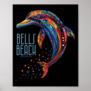 Poster Plage de Bells Australie Surfeur Vintage Surf Rétr