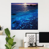 Poster Plage de bioluminescence des eaux (Bureau à domicile)