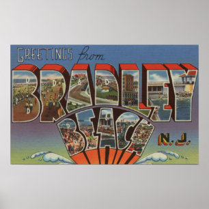 Poster Plage de Bradley, New Jersey - grandes scènes de