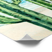 Poster Plage de cactus du désert Bord de mer Paysage aqua (Coin)