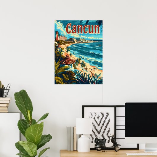 Poster Plage de Cancun (Bureau à domicile)