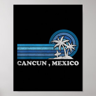 Poster Plage de Cancun Mexique Famille Vacances été Vinta