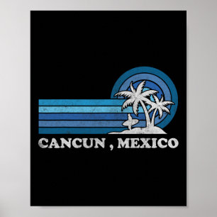 Poster Plage de Cancun Mexique Famille Vacances été Vinta