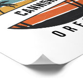 Poster Plage de canon rétro Oregon Surfboard Surf (Coin)