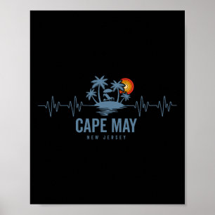 Poster Plage de Cape May New Jersey Vintage années 80 Cou