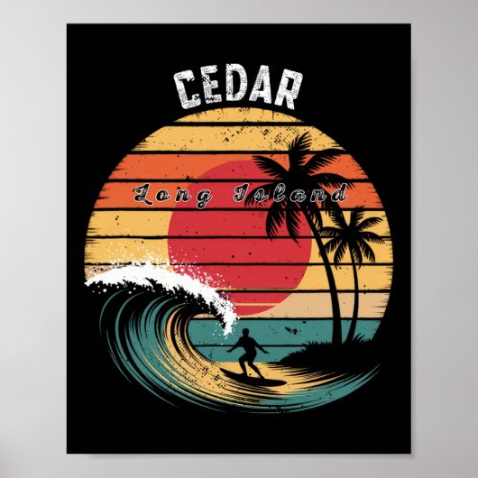 Poster Plage de Cedar Beach Long Island Surfing (Devant)