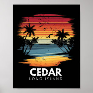 Poster Plage de Cedar Long Island Planche de surf Surfing