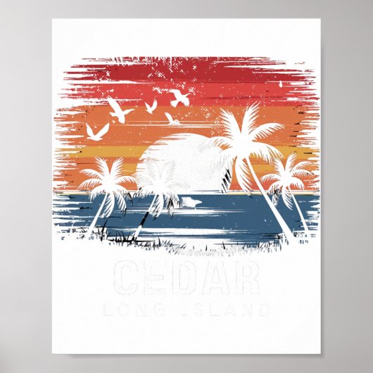 Poster Plage de Cedar Long Island Surfant Surfeur (Devant)