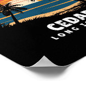 Poster Plage de Cedar Long Island Surfboarder Palmier Sou (Coin)