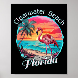 Poster Plage de Clearwater Floride Plage Flamant Tropical