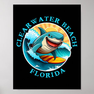 Poster Plage de Clearwater Floride Surfant heureux Souven
