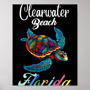 Poster Plage de Clearwater Floride Tie Dye Tortue de Mer