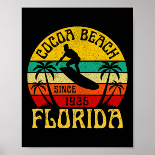 Poster Plage de Cocoa Floride Surfant Surfeur Océan Vinta