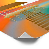 Poster Plage de coucher de soleil orange avec palmier (Coin)