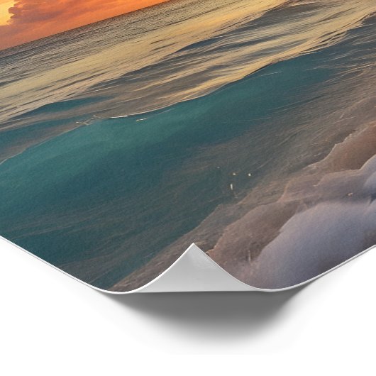 Poster Plage de coucher de soleil tropicale (Coin)