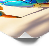 Poster Plage de crabe de coquille mignonne Imaginaire (Coin)