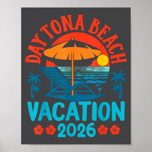 Poster Plage de Daytona Floride 2026 Vacances familiales (Devant)