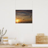 Poster Plage de Floride coucher de soleil avec oiseaux (Cuisine)