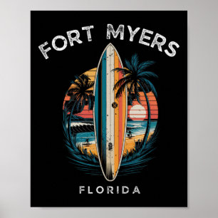 Poster Plage de Fort Myers Floride Hommes Femmes Surf