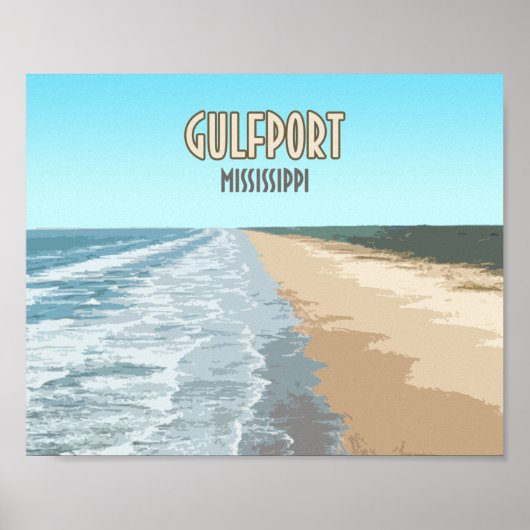 Poster Plage de Gulfport Mississippi (Devant)